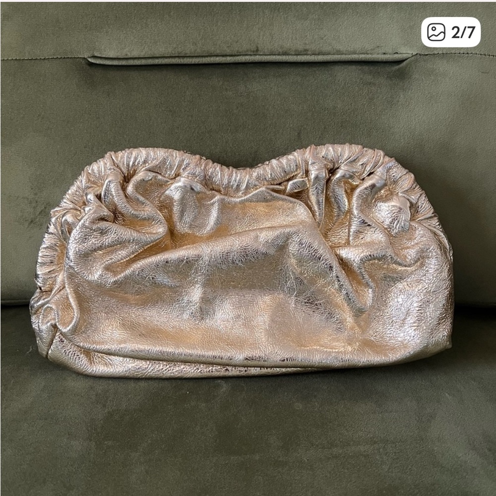 Mansur Gavriel Metallic Cloud Clutch Gold